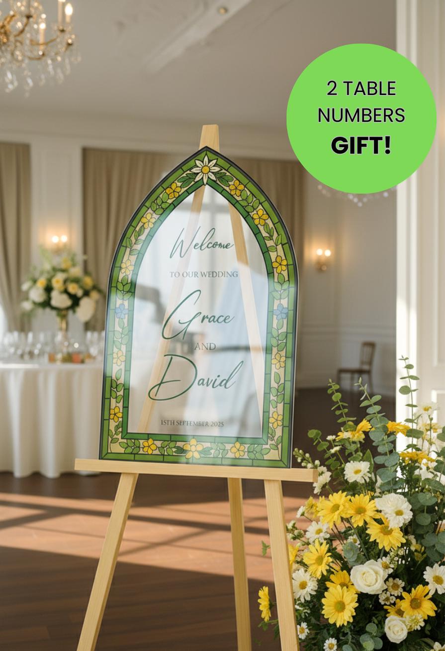 Stained Glass Wedding Welcome Sign, Custom Engagement Decorations