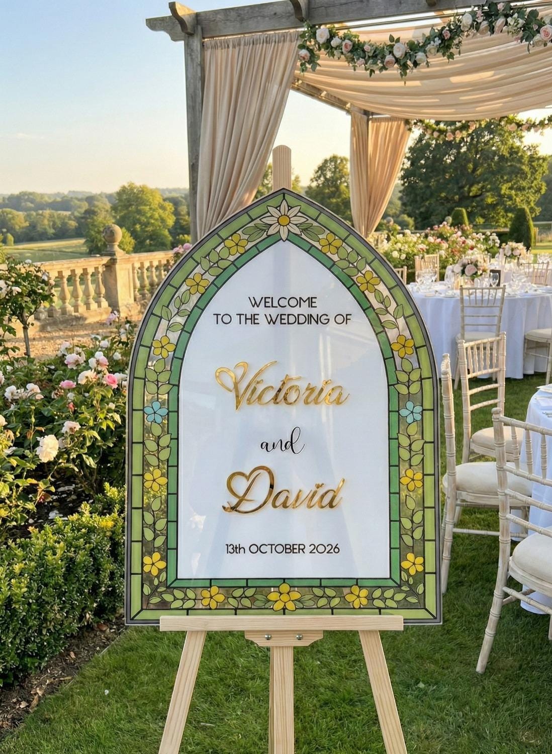 Stained Glass Wedding Sign, Acrylic Engagement Decorations