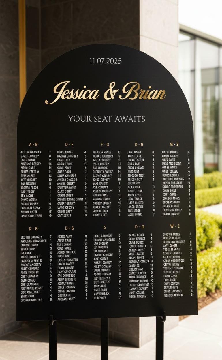 Acrylic Table Seating Chart Sign with 3D Letters: Wedding Decor Ideas