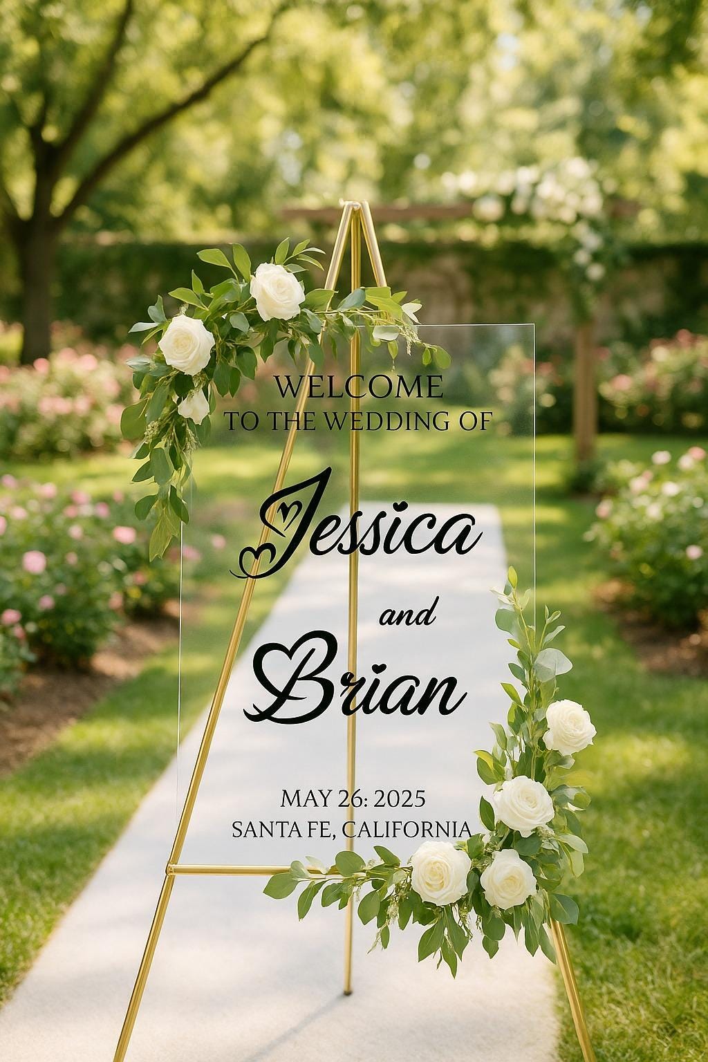 Frosted Acrylic Wedding Welcome Sign: Custom 3D Mirror Text