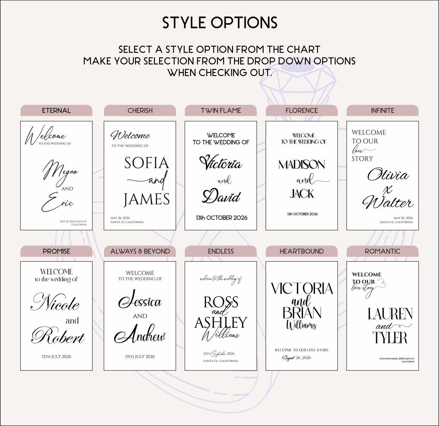 Acrylic Wedding Welcome Sign: Reception Decor