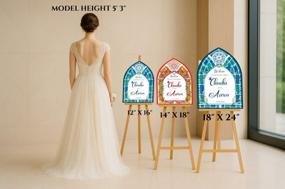 Stained Glass Acrylic Wedding Welcome Sign: Elegant Reception Decor