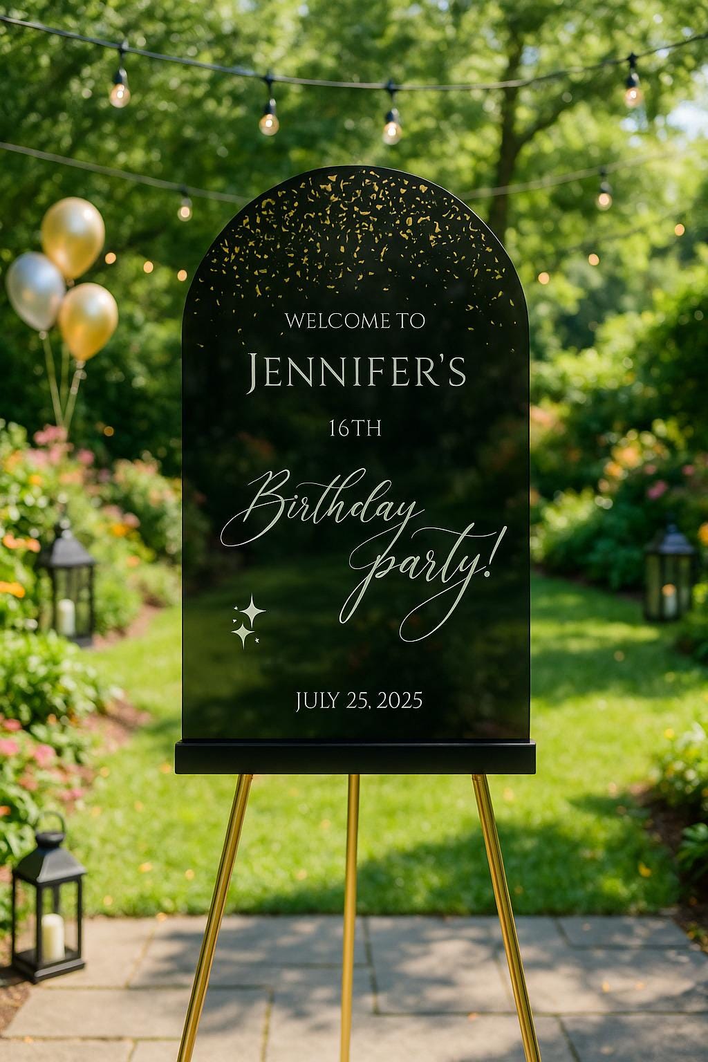 Personalized Acrylic Happy Birthday Welcome Sign: Elegant Party Decor