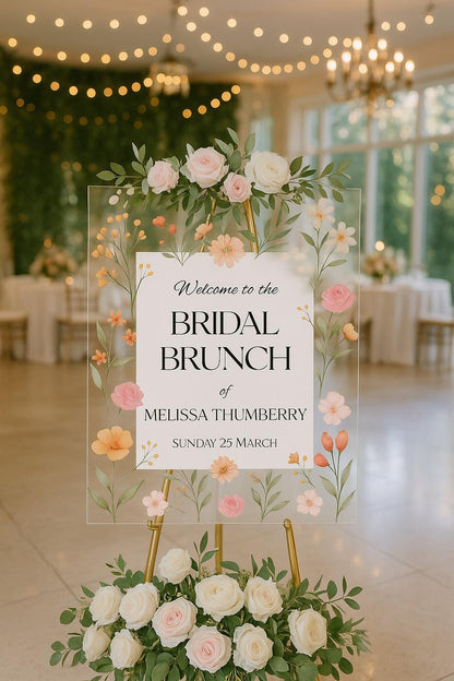 Acrylic Bridal Shower Welcome Sign: Wildflower Love in Bloom Design