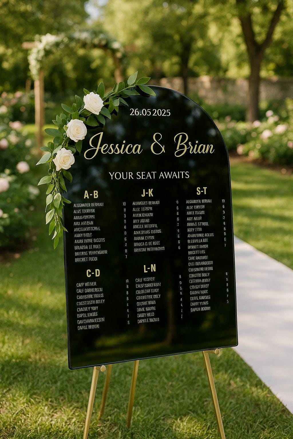 Black Acrylic Wedding Seating Chart, Welcome Wedding Sign