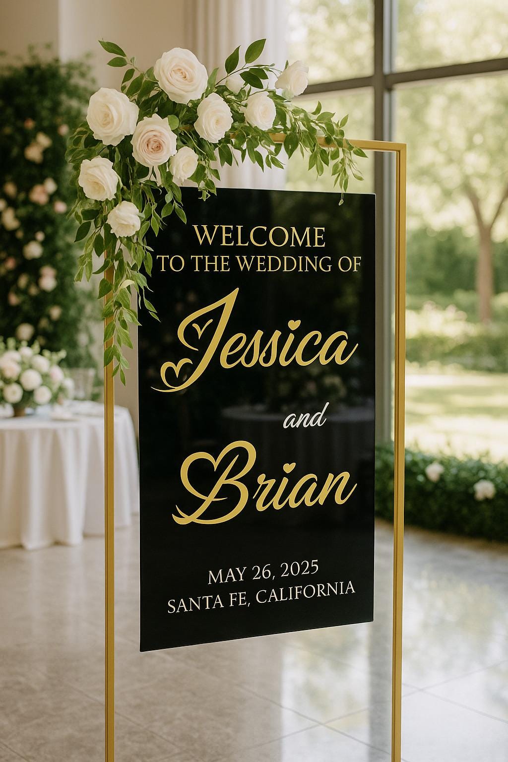 Acrylic Welcome Sign, Wedding Reception Decor