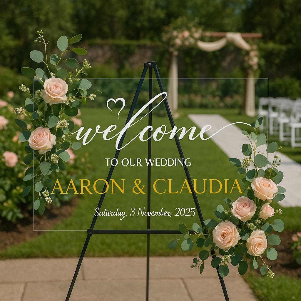 Acrylic Wedding Welcome Sign with 3D Mirror Letters