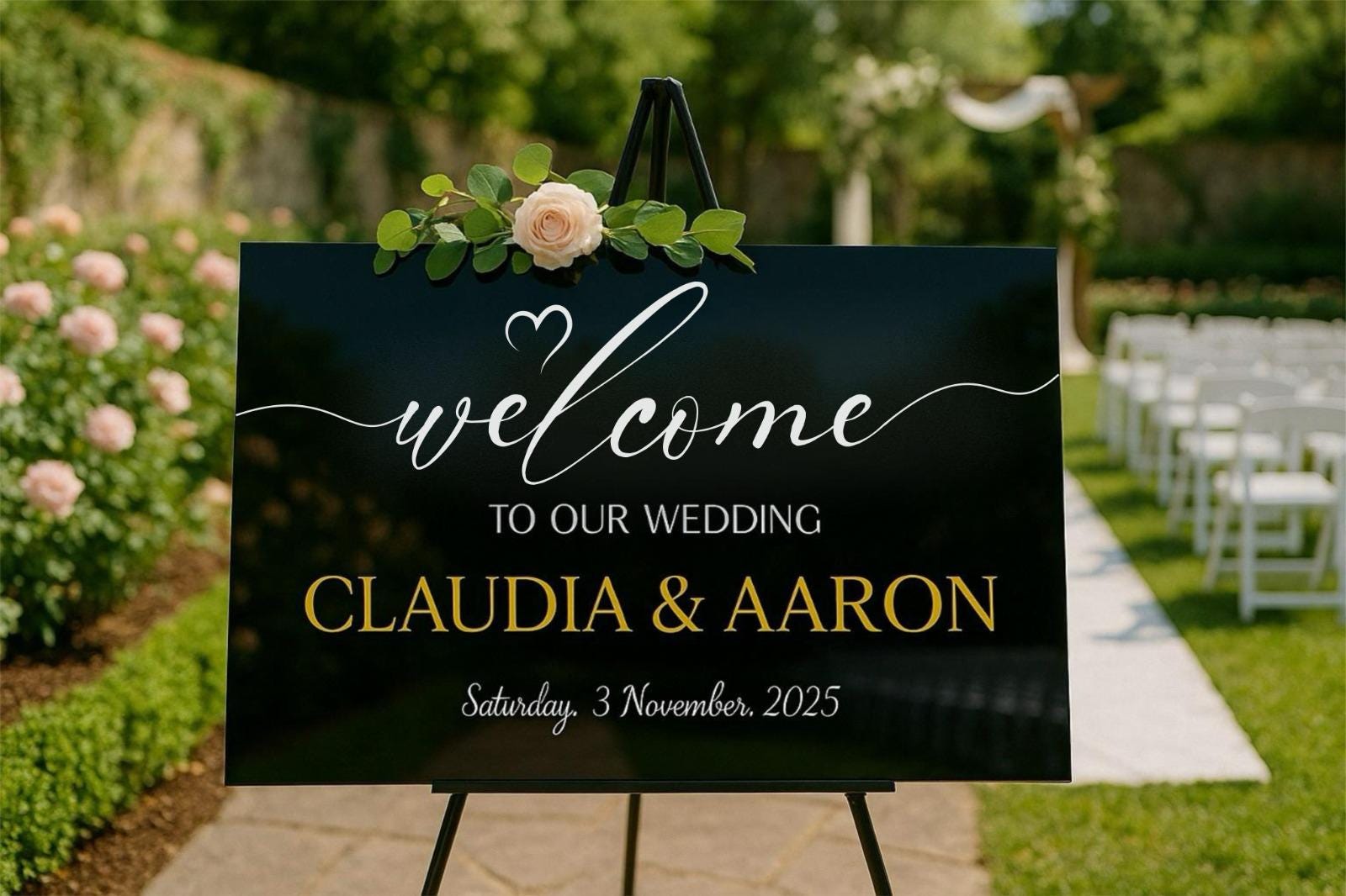 Acrylic Wedding Welcome Sign with 3D Mirror Letters