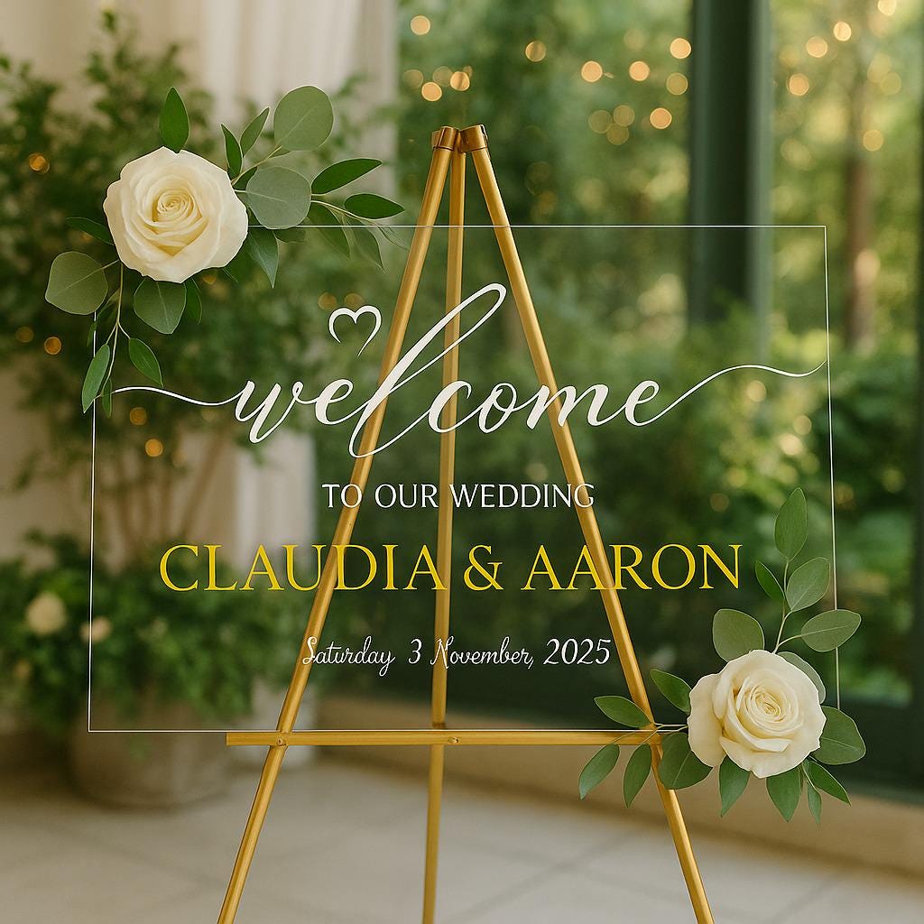 Custom Wedding Welcome Sign with 3D Letters, Acrylic Signage