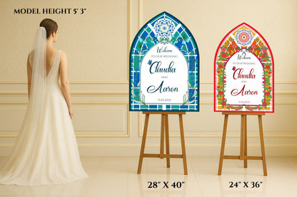 Acrylic Wedding Welcome Sign: Stained Glass Style