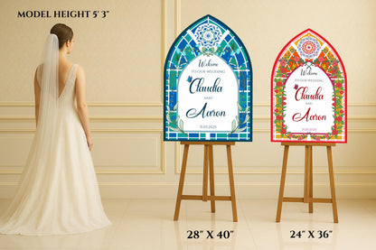 Stained Glass Wedding Sign, Acrylic Engagement Welcome Board