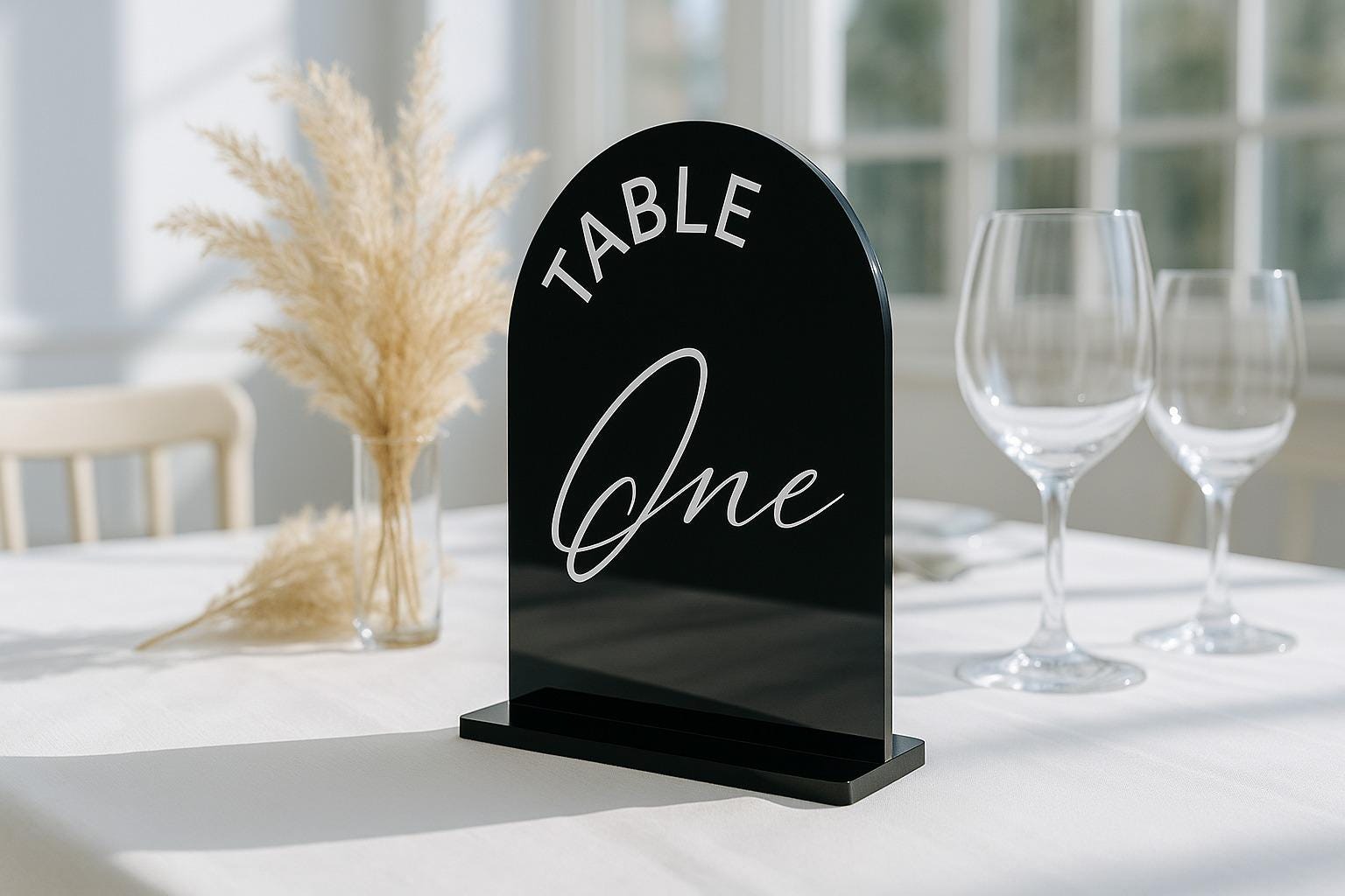 Black Acrylic Wedding Table Numbers: Minimalist Sign