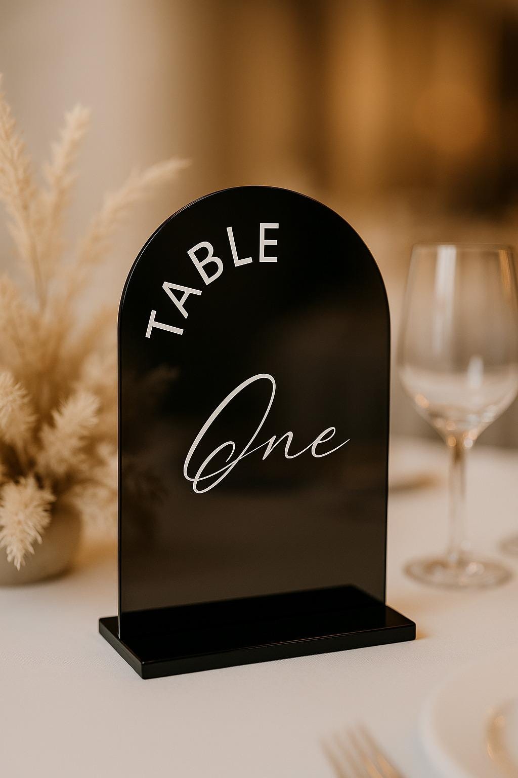 Black Acrylic Wedding Table Numbers: Minimalist Sign