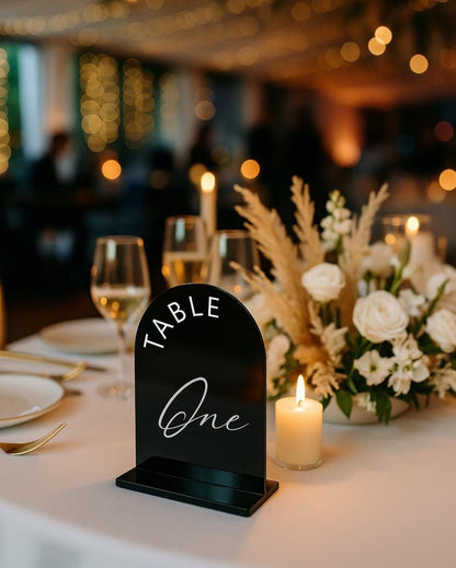Black Acrylic Wedding Table Numbers: Minimalist Sign
