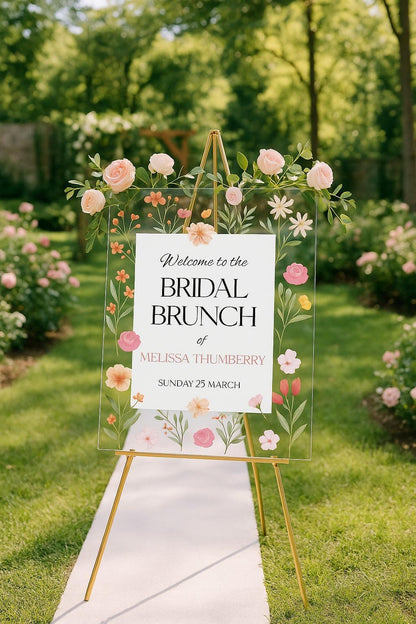 Acrylic Bridal Shower Welcome Sign: Wildflower Love in Bloom Design