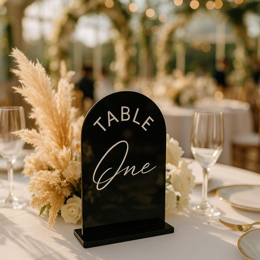 Black Acrylic Wedding Table Numbers: Minimalist Sign