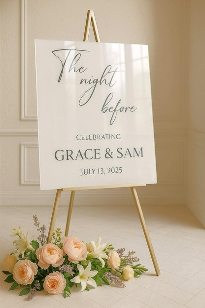 The Night Before Sign, Acrylic Wedding Signage with 3D Mirror Letters
