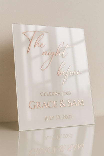 The Night Before Wedding Sign: 3D Mirror Text Welcome Sign