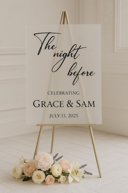 The Night Before Sign, Acrylic Wedding Signage with 3D Mirror Letters