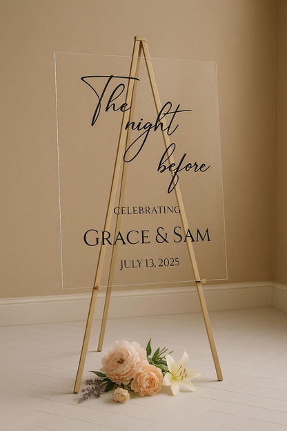 The Night Before Wedding Sign: 3D Mirror Text Welcome Sign