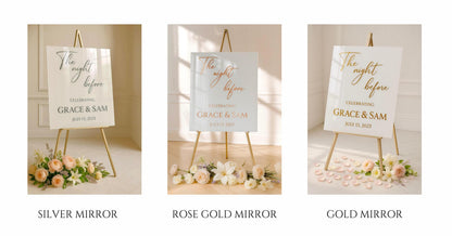 The Night Before Wedding Sign: 3D Mirror Text Welcome Sign
