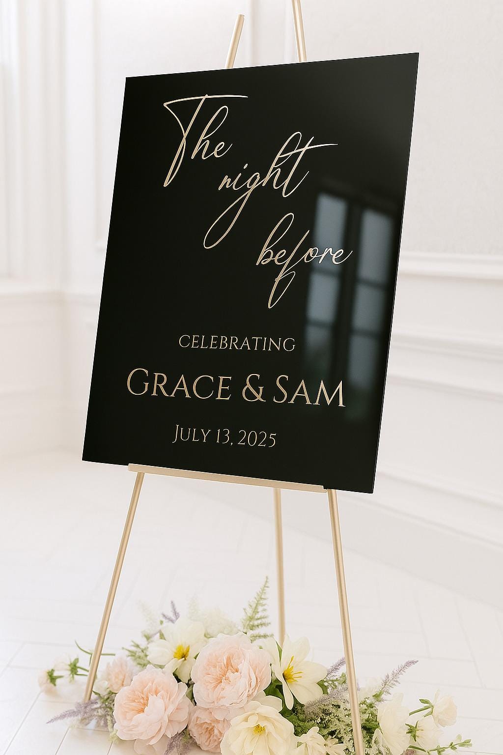 The Night Before Sign, Acrylic Wedding Signage with 3D Mirror Letters
