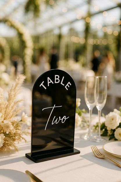 Black Acrylic Wedding Table Numbers: Minimalist Sign