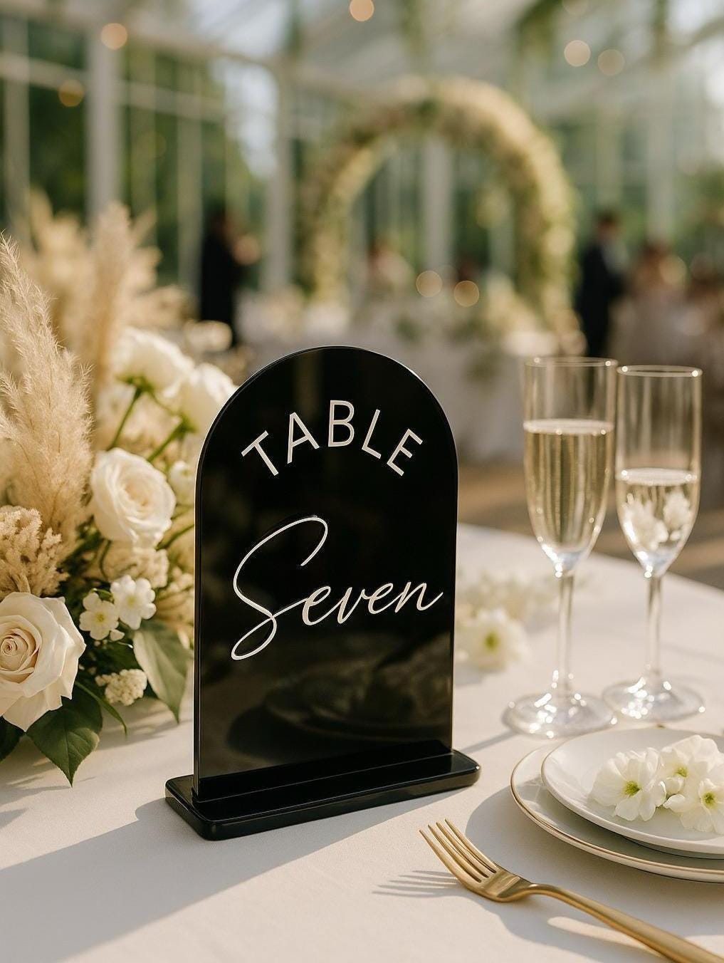Black Acrylic Wedding Table Numbers: Minimalist Sign