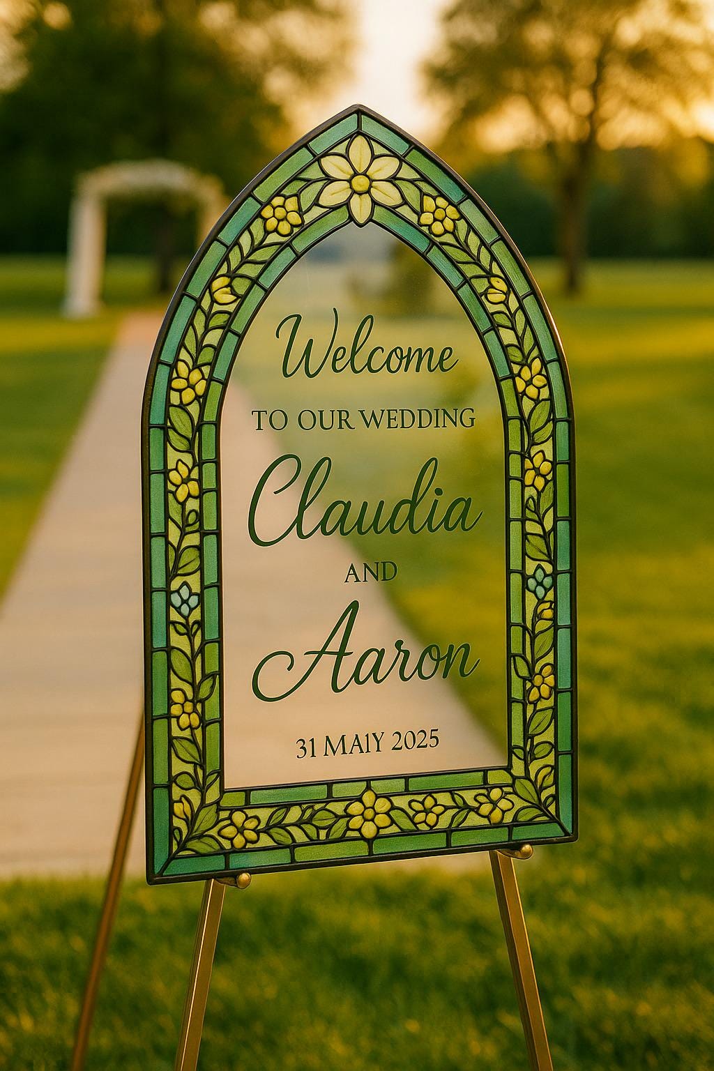 Acrylic Wedding Welcome Sign: Stained Glass Style