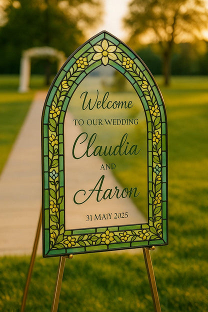 Acrylic Wedding Welcome Sign: Stained Glass Style