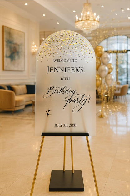 Personalized Acrylic Happy Birthday Welcome Sign: Elegant Party Decor