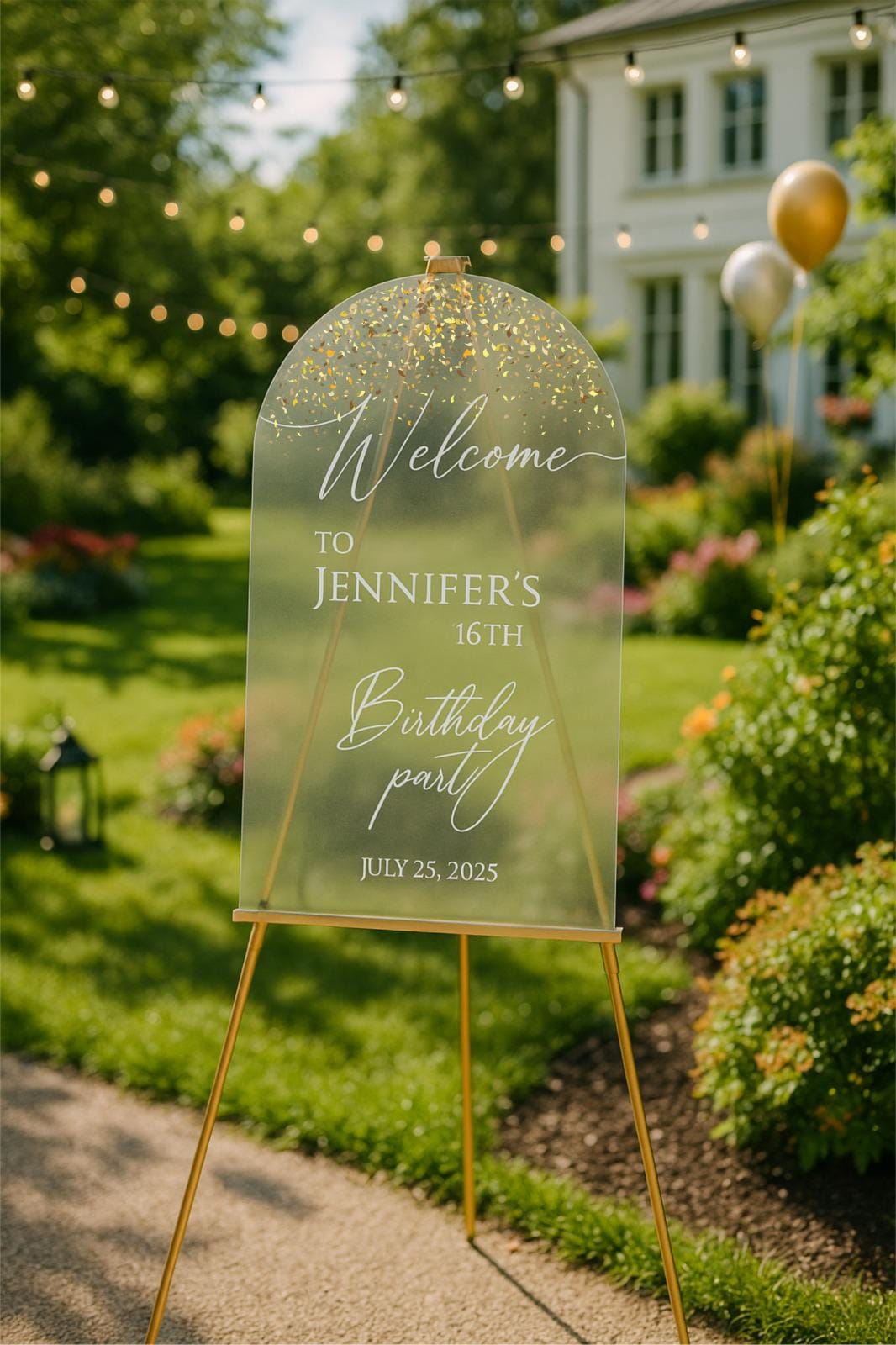 Personalized Acrylic Happy Birthday Welcome Sign: Elegant Party Decor