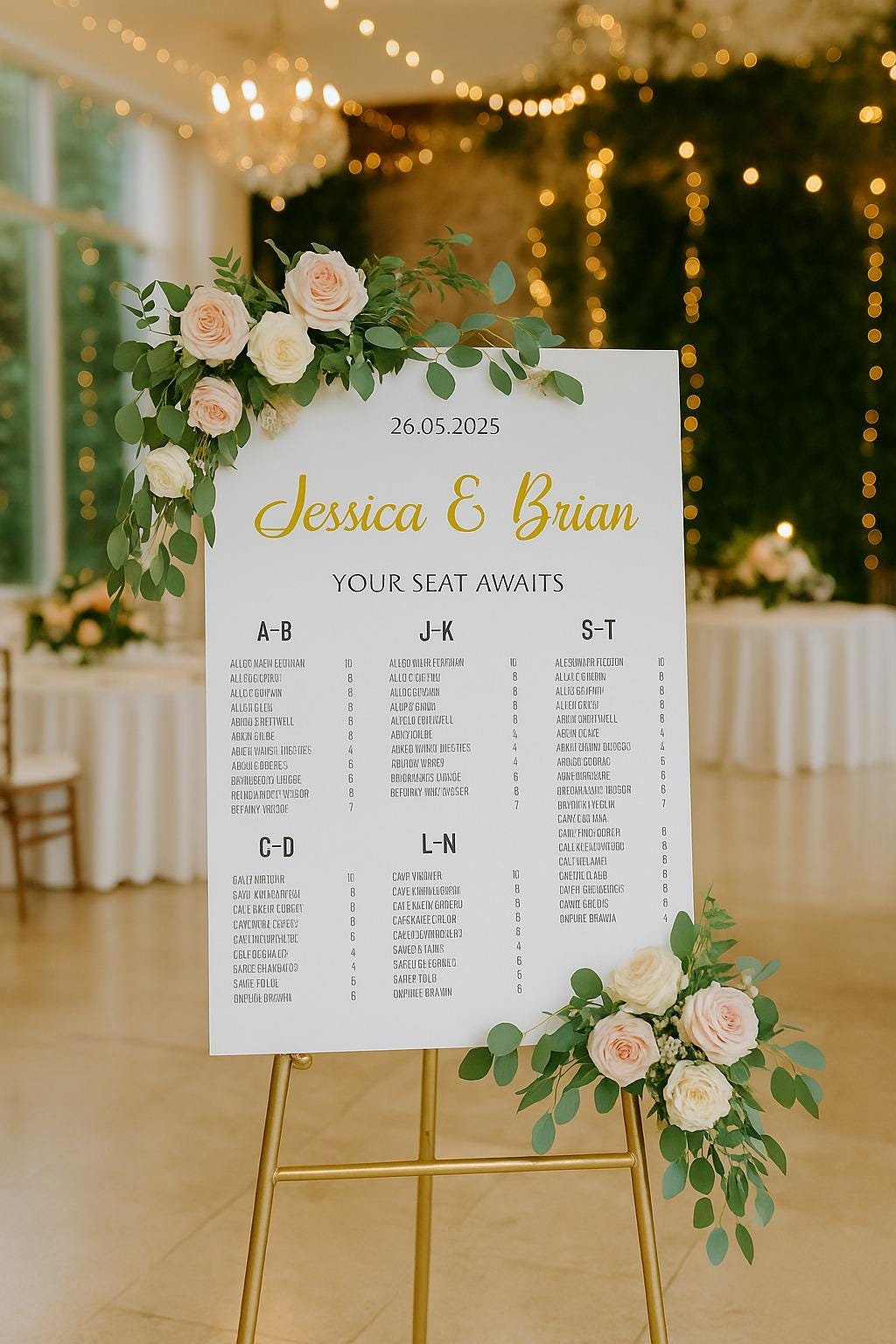Wedding Seating Chart, Find Your Seat Sign, Table Seating Plan