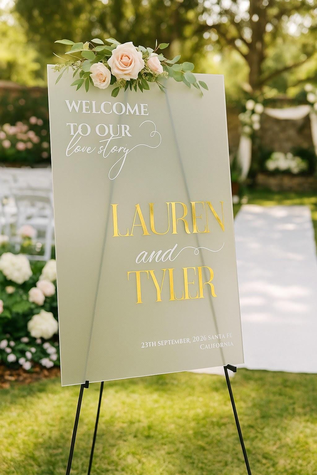 Acrylic Wedding Welcome Sign: Engagement Decorations