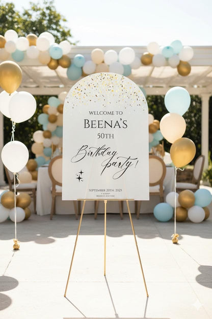 Mirror Acrylic Birthday Welcome Sign: Party Decor