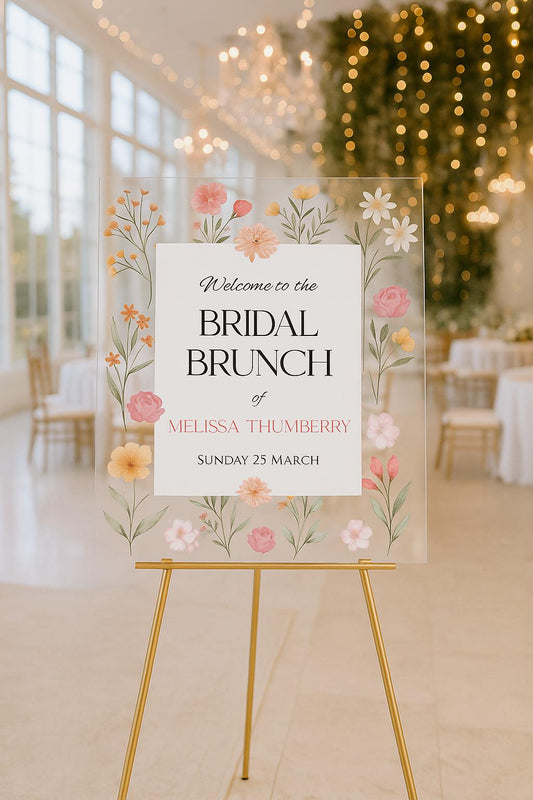 Acrylic Bridal Shower Welcome Sign: Wildflower Love in Bloom Design