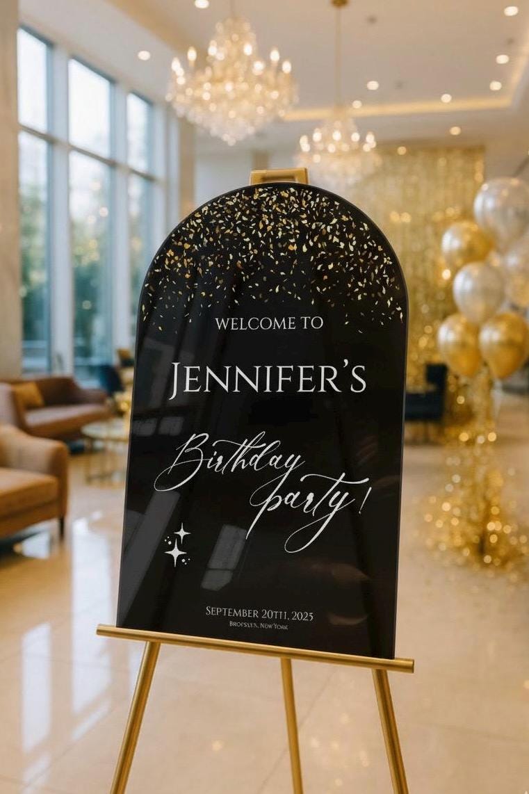 Acrylic Happy Birthday Welcome Signs: Custom Party Decor