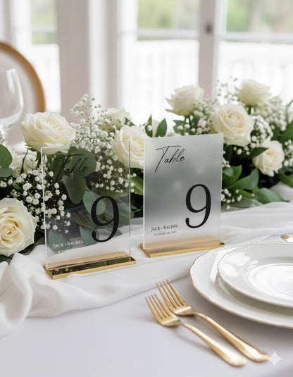 Acrylic Wedding Table Numbers, Frosted Modern Wedding Decor