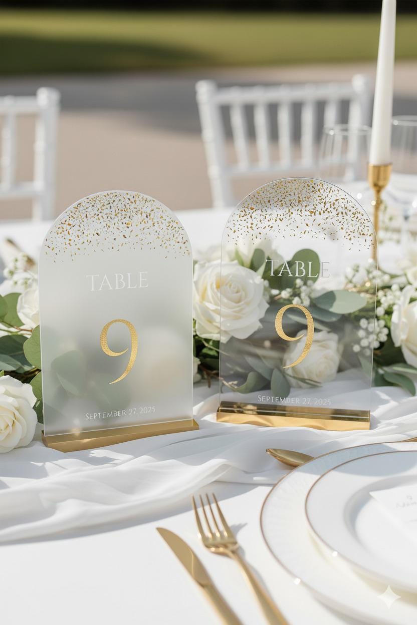 Mirror Wedding Table Numbers: Reception Decor
