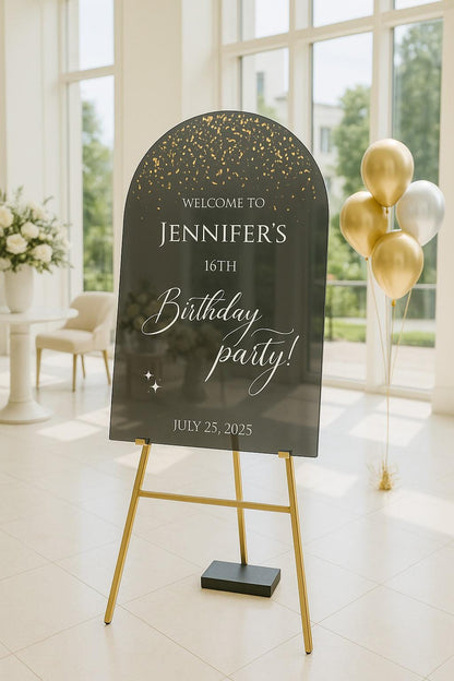 Personalized Acrylic Birthday Welcome Sign: UV Printed Party Decor