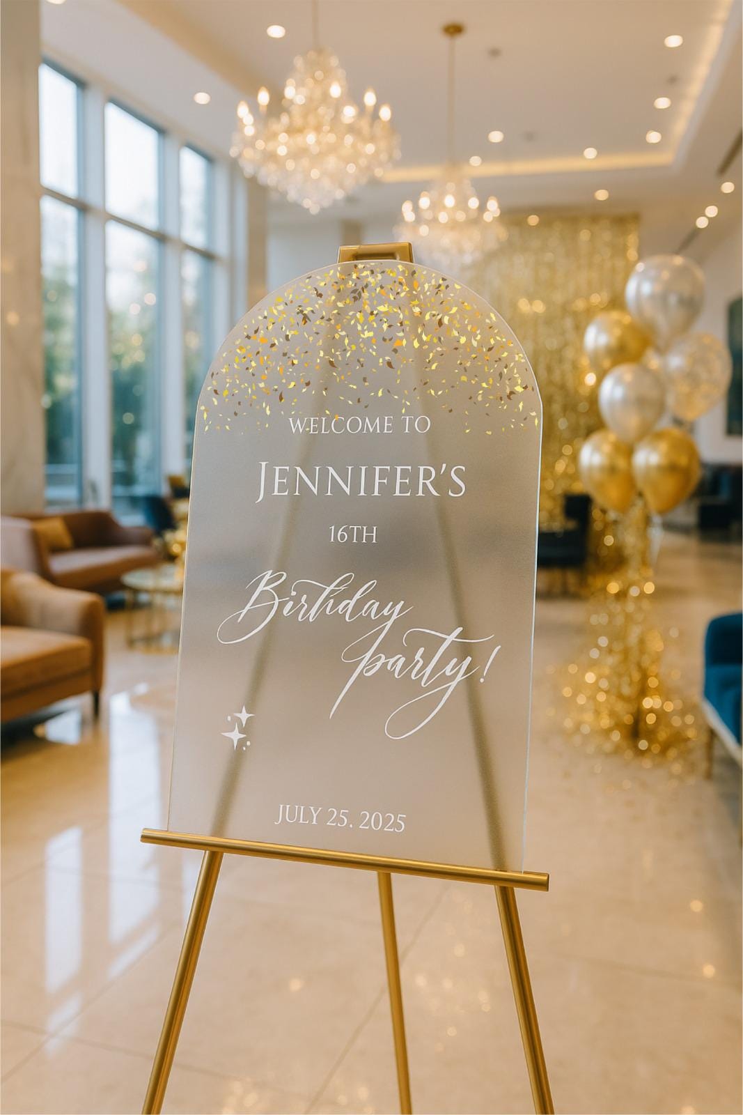 Personalized Acrylic Birthday Welcome Sign: UV Printed Party Decor