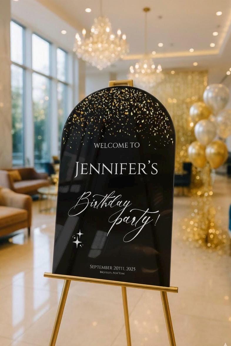 Acrylic Happy Birthday Welcome Sign: Party Decorations