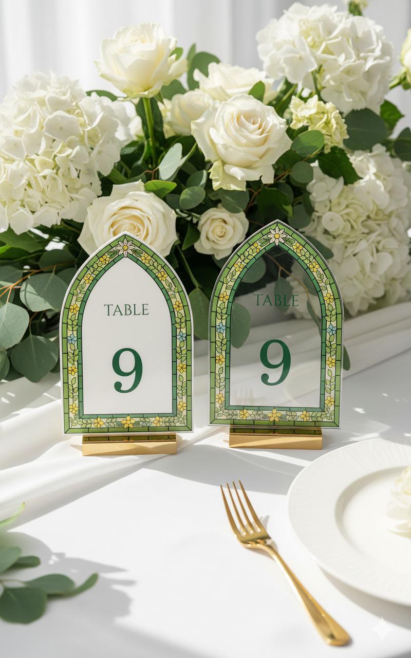 Stained Glass Wedding Table Numbers, Engagement Party Decorations