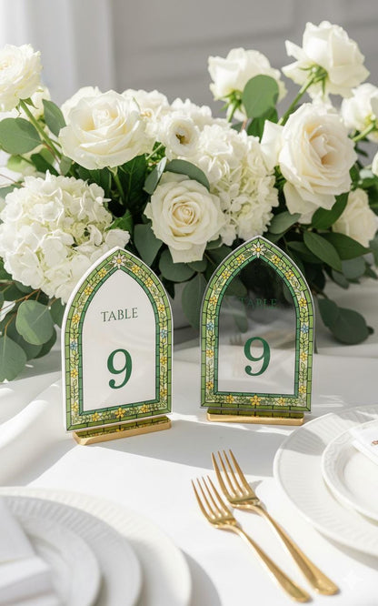 Stained Glass Wedding Table Numbers, Reception Table Decor