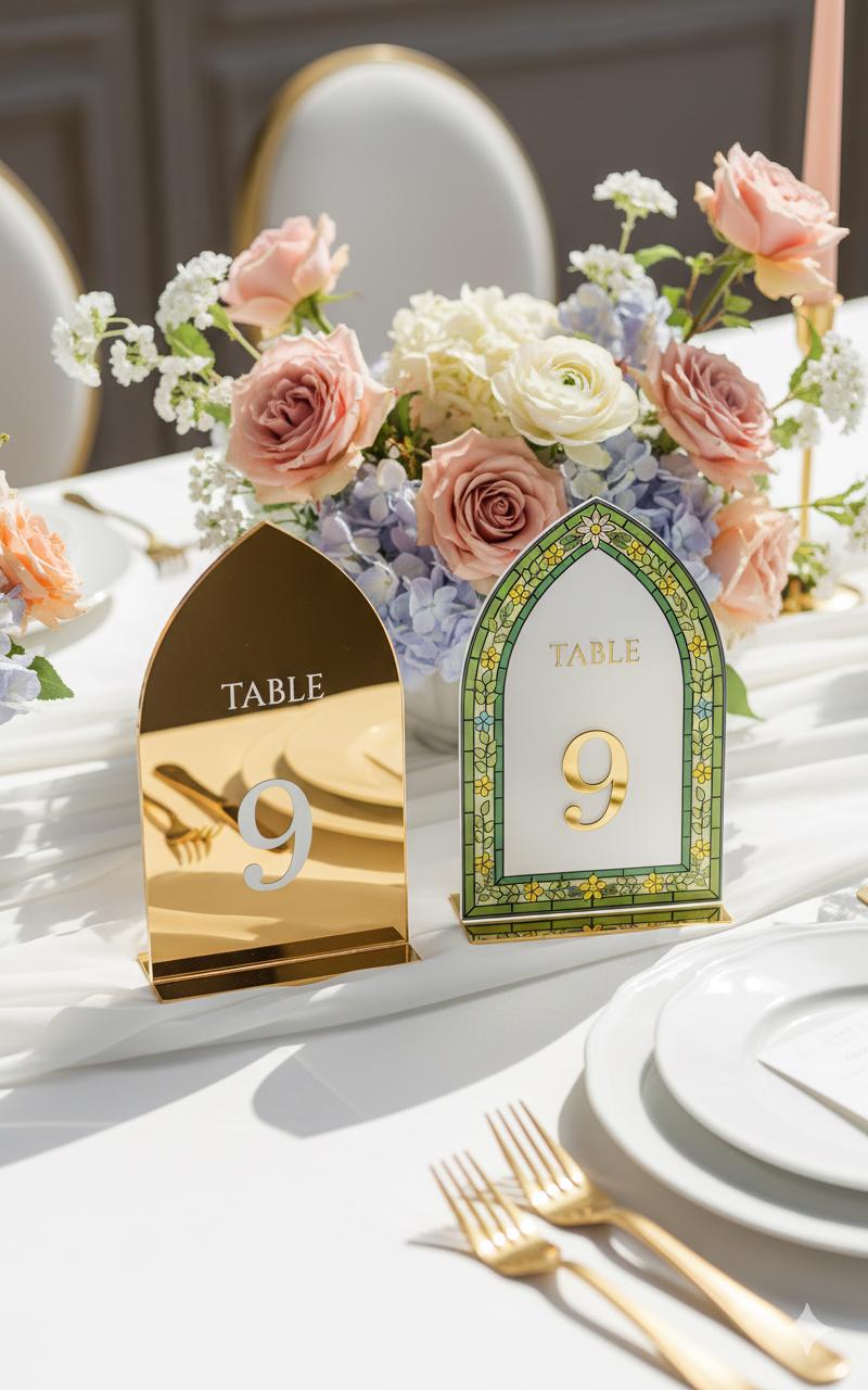 3D Stained Glass Wedding Table Numbers: Elegant Reception Decor