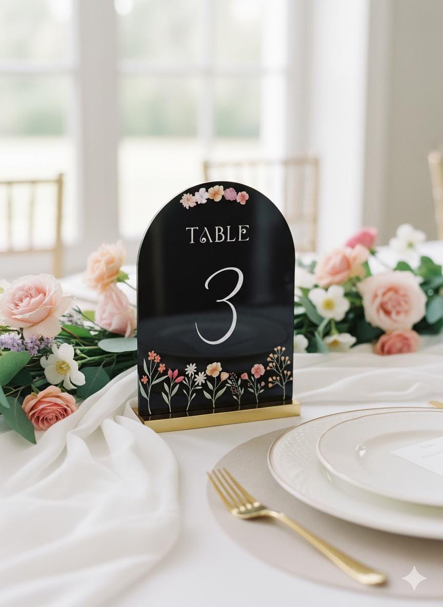 Acrylic Wedding Table Numbers: Reception Decor
