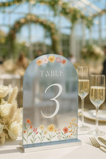 Acrylic Wedding Table Numbers: Reception Decor