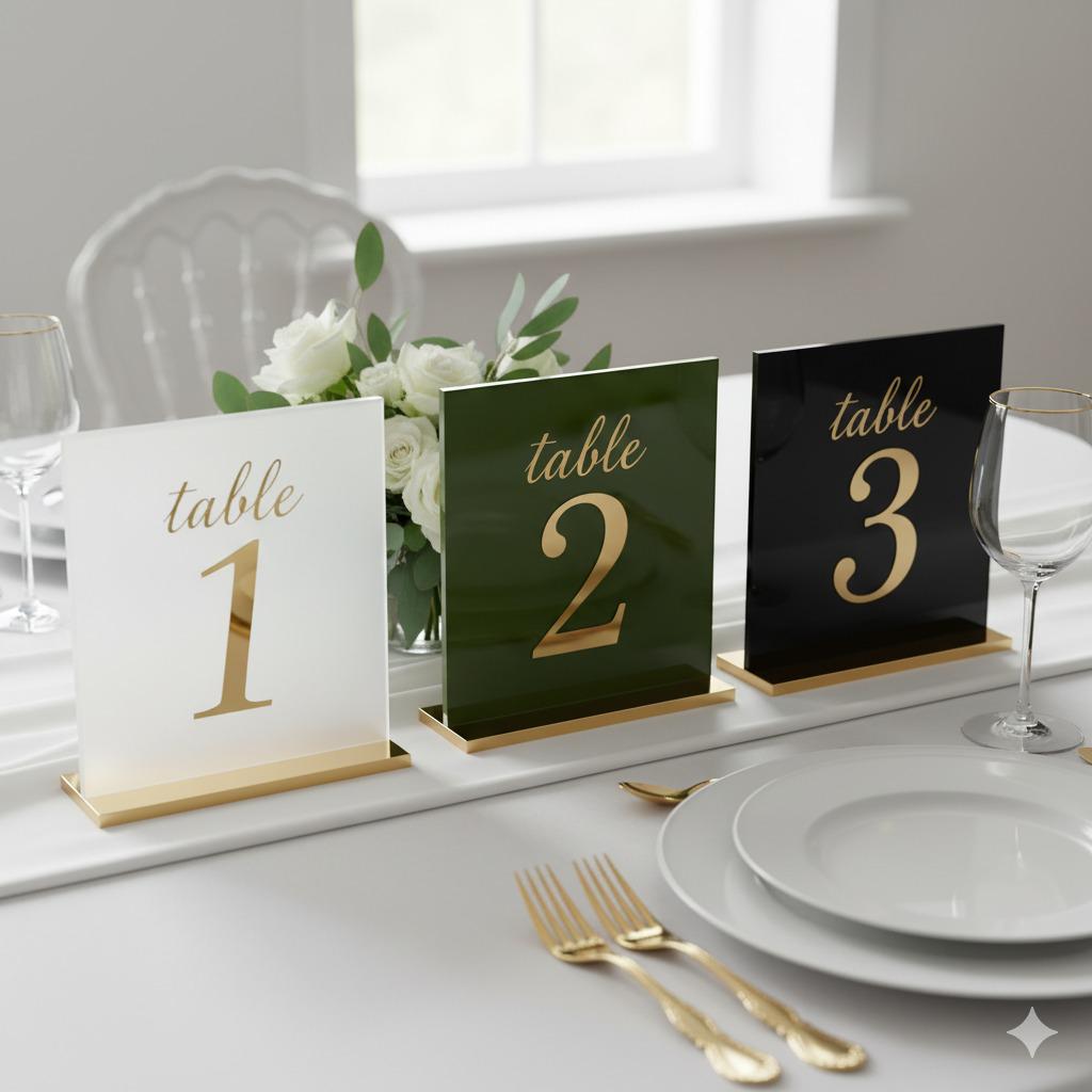 Acrylic Wedding Table Numbers, Frosted Modern Wedding Decor