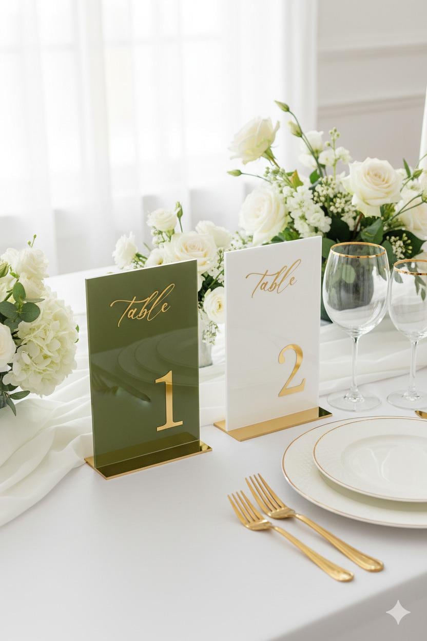 Acrylic Wedding Table Numbers, Frosted Modern Wedding Decor