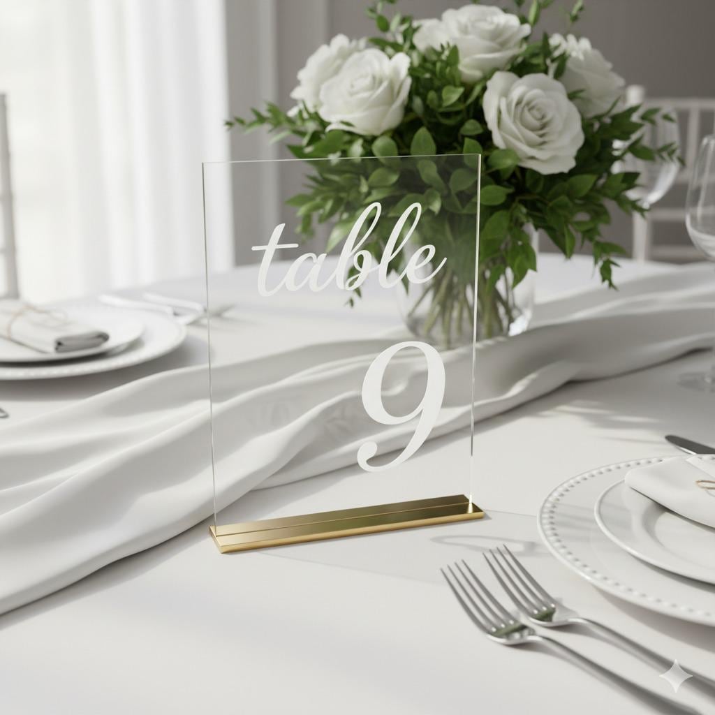 3D Clear Mirror Table Numbers: Acrylic Wedding Table Decor